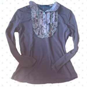🪽Lolita Elegant Ruffled Chocolate Brown Blouse